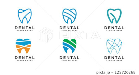 set of dental logo design vector set of dental logo design vector 125720269