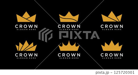 set of crown logo vector design set of crown logo vector design 125720301