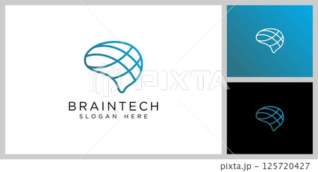 brain technology logo design line style 125720427
