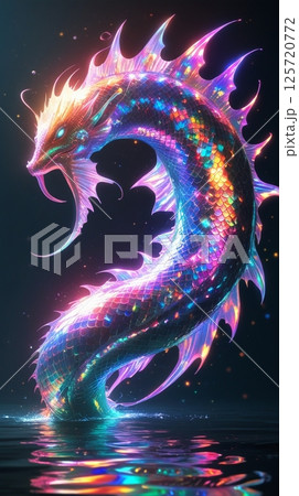 魚型のサイバー風モンスター 125720772