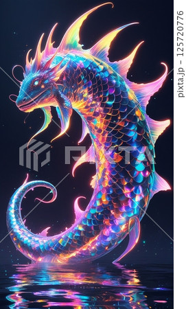 魚型のサイバー風モンスター 125720776