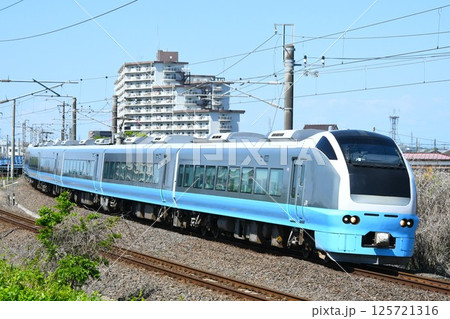 勝田へ向けて常磐線をゆくE653系の特急絶景ネモフィラ高崎号 125721316
