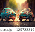 喧嘩する自動車のキャラクター 125722219