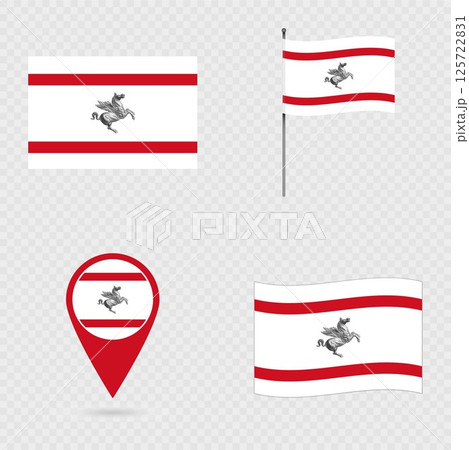 Tuscany Flag Set, Region of Italy. 125722831