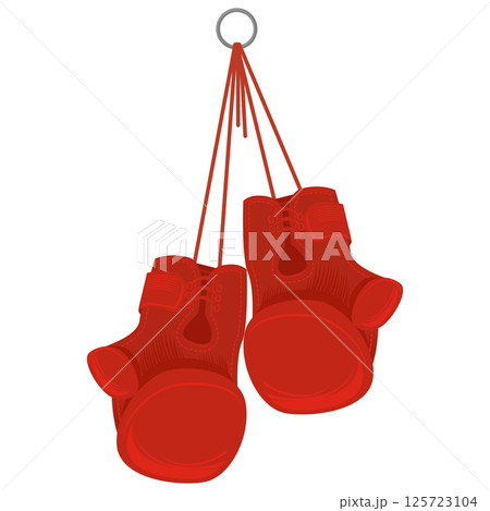 Vector Boxing Icon with red gloves. Award Icon. Placement in a Sporting Competition Contest for First Place. Symbol of Boxing Day on White Background. Vector Boxing Icon with red gloves. Award Icon. Placement in a Sporting Competition Contest for First Place. Symbol of Boxing Day on White Background. 125723104