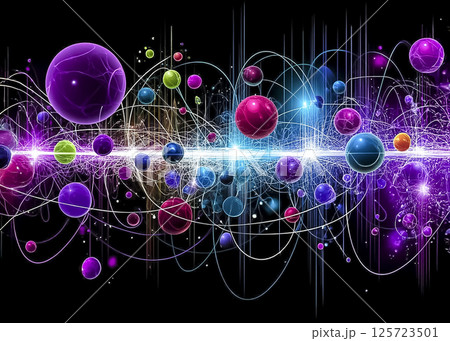 カラフルな球体と光の背景 カラフルな球体と光の背景 125723501