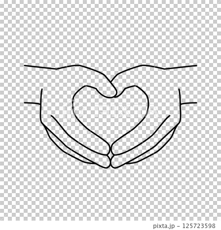 手で作るハートの線画4 125723598