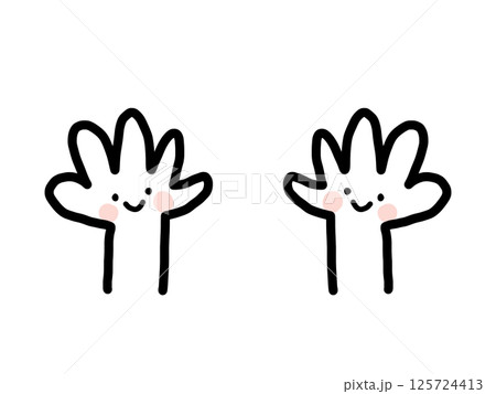 かわいい顔ありの両手の手のひら 125724413