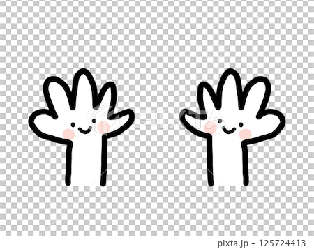 かわいい顔ありの両手の手のひら 125724413