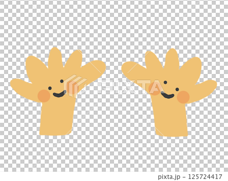Palms of both hands with cute faces 125724417