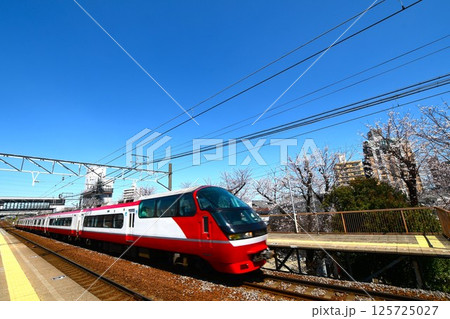 満開の桜と名鉄電車 満開の桜と名鉄電車 125725027