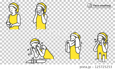 Woman washing her face Set, Variation, 2 colors 125725253