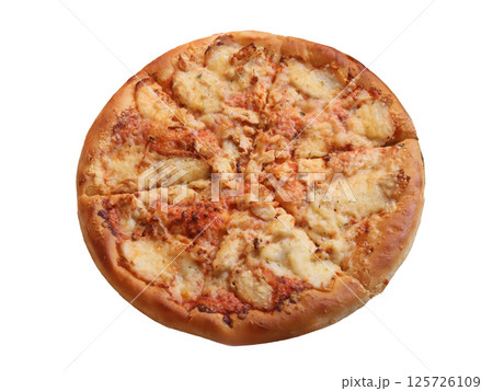 Indulge in a Delicious Cheese Pizza with a Golden and Crispy Crust that everyone loves 125726109