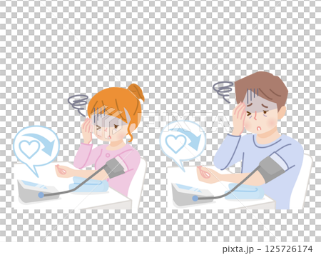 Young couple measuring blood pressure_Low blood pressure 125726174