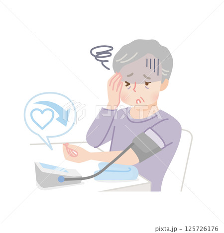 血圧を測るシニア男性_低血圧 125726176