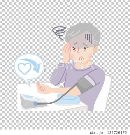 血圧を測るシニア男性_低血圧 125726176