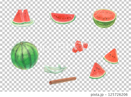 Watercolor painted watermelon set 125726206