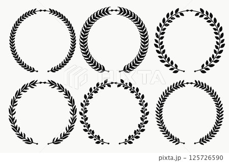Silhouette Laurel Wreath Circle Border Vintage style Collection. 125726590