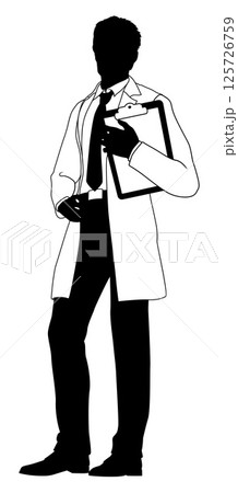 Scientist Engineer Survey Clipboard Man Silhouette 125726759