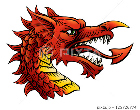 Welsh Dragon Head Woodcut Etching Heraldic Vintage Welsh Dragon Head Woodcut Etching Heraldic Vintage 125726774
