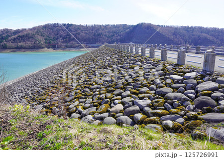 忠別ダム管理支所付近から見る忠別ダム(春) 忠別ダム管理支所付近から見る忠別ダム(春) 125726991