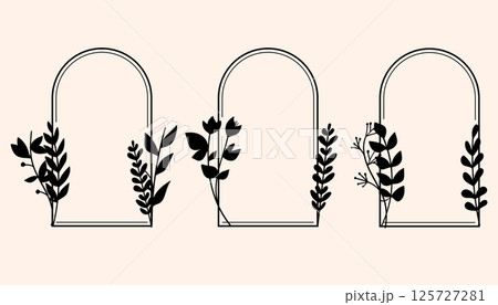 Arch Floral Frame Hand-Drawn Botanical Collection 125727281