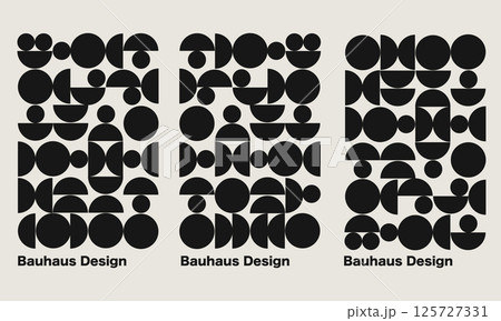 Bauhaus Vintage and Grunge Geometric Design Background Collection 125727331