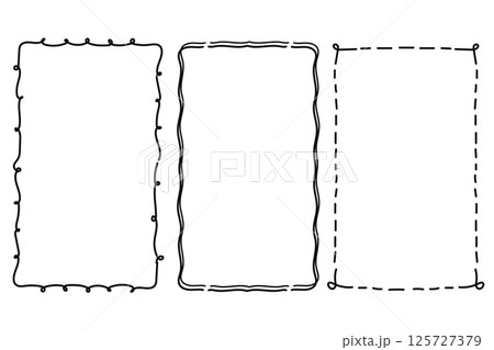 Doodle hand drawn trendy frames with wavy lines and swirls collection. Minimalist line art. 125727379