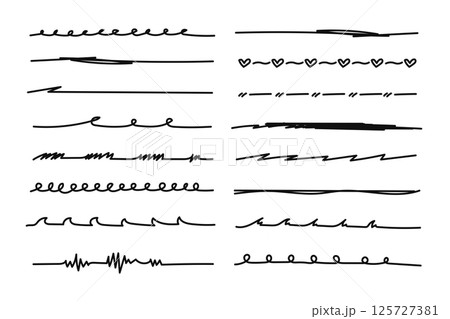 Hand-Drawn Marker Scribble Strokes and Underlines Collection Hand-Drawn Marker Scribble Strokes and Underlines Collection 125727381