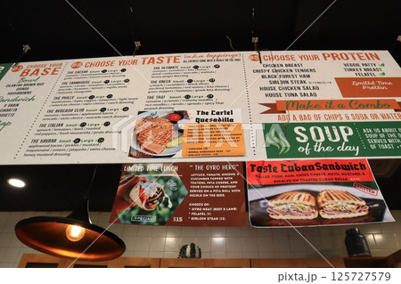 アメリカのcafeのメニュー アメリカのcafeのメニュー 125727579