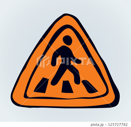 Road sign. Crosswalk. Vector drawing Road sign. Crosswalk. Vector drawing 125727782
