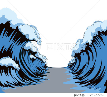 The sea was divided in two. Vector drawing The sea was divided in two. Vector drawing 125727789