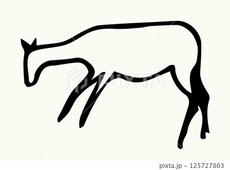 Primitive rock painting. Vector drawing 125727803