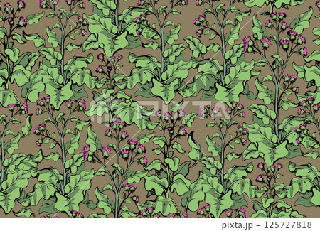 Big blooming burdock. Vector drawing pattern 125727818