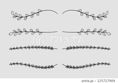 Hand - drawn nature floral vine line divider for text layout separator decoration element collection. 125727909