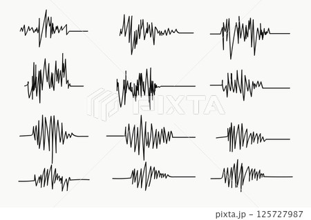 Doodle Scribble Heart Rate Drawing Line Collection. Vector illustration 125727987