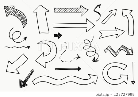 Arrows doodle hand drawn elements collection. Arrows doodle hand drawn elements collection. 125727999