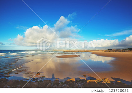 Seacoast of Costa da Caparica city. View of Lisbon. Almada, Portugal 125728021