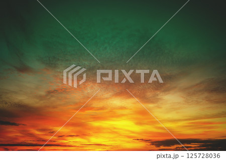 Colorful cloudy sky at sunset. Gradient color. Sky texture. Abstract nature background 125728036