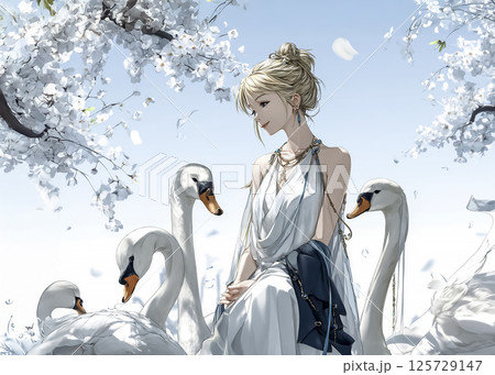 笑顔の白鳥の妖精のイラスト素材 125729147