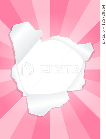 サンバーストと穴の空いた紙の背景素材、フレーム、縦向き 125729664