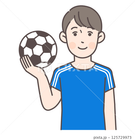 ボールを持つサッカー男子選手 125729973