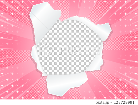 Sunburst and perforated paper background material, halftone dots, glitter pattern, concentrated lines 125729991