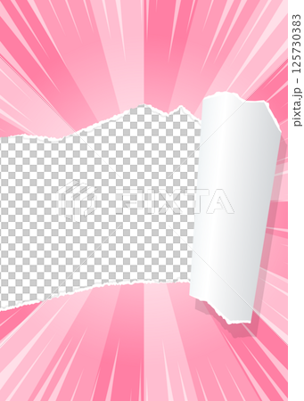 旭日和撕紙背景資料、焦點線效果、框架、縱向 125730383