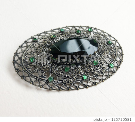 Artisan brooch for women with vintage detail flat photo Artisan brooch for women with vintage detail flat photo 125730581