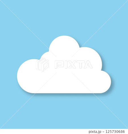 Silhouettes of fluffy clouds on a blue background. Design elements for weather forecasting, web interface, or cloud-based data storage applications. 125730686