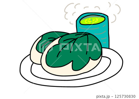 かしわもちと温かいお茶 125730830