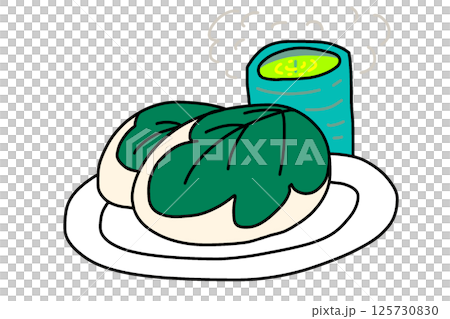 かしわもちと温かいお茶 125730830