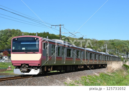 小山へ向けて水戸線をゆくE531系の赤電編成 125731032