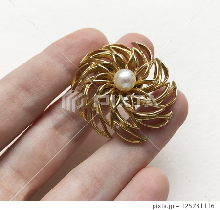 Flat photo of vintage brooch fashion accessory for women Flat photo of vintage brooch fashion accessory for women 125731116